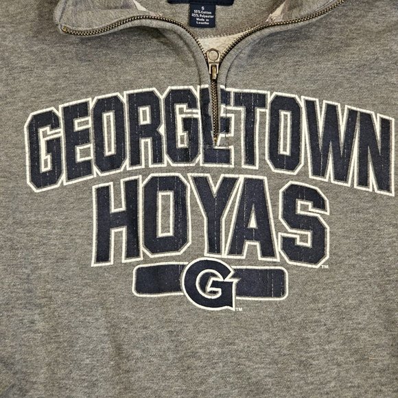 Vintage‎ 90s Georgetown Hoyas Gray Quarter Zip Pullover Sweatshirt S/M Jansport - Picture 3 of 10